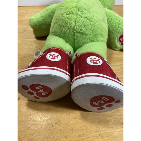 Build A Bear BAB Spring Green Frog 16" Stuffed Plush Animal with Red Shoes - Picture 4 of 8